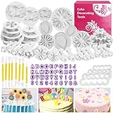 Fondant Ausstechformen Set, Buluri Backen Fondant Set DIY 84 Fondant Ausstecher Set Buchstaben Dekoration Mit Premium Backzubehör, Zahlen, Buchstaben,Passend für Cupcakes,Fondant Modellierwerkzeug