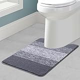 Enyhom U-Form 50 x 60 cm WC Teppich Saugfähige Toiletten Badvorleger rutschfest Waschbar Badematten und WC Vorleger mit Ausschnitt für Badezimmer (Grau)