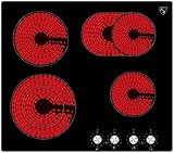 K&H® 4 Zonen Glaskeramikkochfeld 59cm Knebel Steuerung Elektro Autark Eingebaut CK-7206K