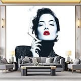 WHUOEUCO Vlies Fototapete Rauchende Modische Schönheit 200x140 cm Foto Tapete Art Wandtapete, Schlafzimmer Wohnzimmer Moderne Motivtapeten, 3D Effekt Bildtapete Wand Dekoration
