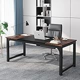 Tribesigns Schreibtisch Computertisch, PC Tisch Bürotisch Arbeitstisch Esstisch in Schwarz für Home Office zu Hause Schreibtische, Konferenztisch (Rustikales Braun/Schwarz, 180 x 80 x 75 cm)