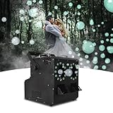 RSQQL Seifenblasen-Nebelmaschine mit 2 Düsen, 1500 W Seifenblasengebläse mit 24 LED-Leuchten, 3-in-1-Seifenblasen-Nebelmaschine for DJ-Hochzeitsfeiern, Weihnachten, Halloween, Festivals