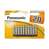 Panasonic, AAA batterien, 20 Stück, Micro, LR03, Alkaline, 1.5V, Auslaufschutz, 7 Jahre bei Lagerung, am besten für Fernbedienungen, Waagen, Uhren, langlebige, verlässliche Energie