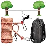 TUAHOO 15m Tie Out Leinen Hofleine für Hunde, Tie Out Cables Trolley Läufer Kabel für mittlere bis große Hunde bis 136 kg, Hundeleine für den Hof und Camping (Orange)