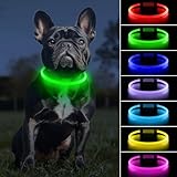 PcEoTllar Leuchthalsband Hund Aufladbar mit 7 Farben, Leuchthalsband für Kleine und Große Hunde, 9 Beleuchtungsmodi Hundehalsband Leuchtend Zerlegbar mit 70cm, LED Halsband für Hunde