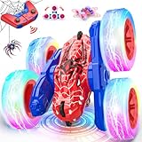 Ferngesteuertes Auto ab 3 4 5 6 8 Jahre, 2.4GHz RC Stunt Auto Dinosaurier Monstertruck 360° Drehung mit Coole Lichter Spinnenauto Spider Spielzeug Geschenk Junge Mädchen Ostergeschenke Kinder 3+ Jahre
