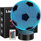 Linkax Fussball Geschenke Jungen Mädchen, Einschulung Geschenk Junge 6 7 8 9 10 jahre Geschenkideen, Fußball Geschenke für Jungs, 3D Nachtlicht Kinder Zimmer Deko Optische Täuschung Lampe 16 Farben