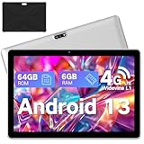 Tablet 10,1 Zoll Android 13 Tablets, 2024 Cellular Tablets mit SIM-Kartensteckplatz, 4G LTE Tablet & Telefon (telefoniert), G+G HD IPS, Tablet mit Hülle, 6 GB + 64 GB, unterstützt 1 TB Erweiterung, 5