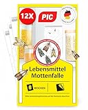 PIC Lebensmittelmotten Falle - 12 Lebensmittelmottenfallen - Mottenfalle mit Pheromon für ideale Wirkung - Mottenfalle Lebensmittel - Effektive Klebefallen zur Befallsermittlung von Lebensmittelmotten