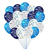 GAROMIA 60 Stück Luftballons Blau Kommunion Deko Junge Taufdeko Junge Konfirmation Luftballons Konfirmation Blaue Konfetti Ballons für Jungen Geburtstag Erstkommunion Firmung Taufe Deko