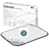 Beurer Heizkissen HK 41, kuscheliges Wärmekissen mit 3 Temperaturstufen und Abschaltautomatik, maschinenwaschbar, made in Europe, weiß / grau, 44 x 33 cm