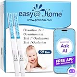 Easy@Home Kinderwunsch 50 x Ovulationstest Fruchtbarkeitstests für Eisprung – Unterstützt durch die kostenlose Premom Ovulation APP, 50 LH Tests