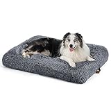 Bedsure Flauschiges Hundebett Grosse Hunde - 89x58x8 cm Hundebett waschbar für große Hunde, plüsch Hundekissen Grosse Hunde, grau