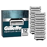 Gillette Body & Intimate Rasiererklingen, 12 Ersatzklingen, mit verbesserten Gleitstreifen für eine sanfte und einfache Anwendung, dermatologisch getestet