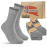 Norweger Socken Herren Wintersocken warme Wollsocken 6 Paar 20100 (Grau 43-46)