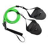 Land Schwimmtrainer mit Zugseil Uferarm Paddler Webbed Freestyle Simulation Trainingshilfe für Kind und Erwachsene inklusive Aufbewahrungstasche