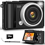 4K 64MP Digitalkamera mit 32 GB TF-Karte, 180° Drehbildschirm Autofokus Kamera Fotoapparat mit Makrofunktion und 16-fachem Digitalzoom Kompaktkamera mit USB-Kabel für Teenager Junge Mädchen 8-16 Jahre
