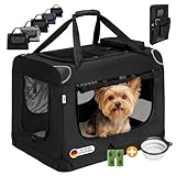 Zedelmaier Hundebox Faltbar Hundetransportbox, S 50x36x34cm, robust Transportbox für Hund & Katze Groß Hundetasche Auto Haustiertransportbox für Unterwegs & Zuhause Schwarz