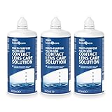 Amazon Basic Care – All-In-One Kontaktlinsenflüssigkeit, vielseitig einsetzbar, 3 x 360 ml