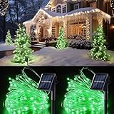 2 Stück Solar-Lichterkette für den Außenbereich, St. Patricks Day, Dekorationen mit 8 Modi, insgesamt 200 LEDs, wasserdicht, Kupferdraht, Lichterkette, Terrasse, Baum, Hof, Party-Dekoration (grün)