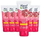 Handsan Granatapfel Handcreme mit Q10 6 x 90 ml, wertvoller Feuchtigkeitsspender für geschmeidige und regenerierte Hände, vegan