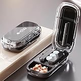 Ptyism Tablettenteiler für Mehrfachpillen(Schwarz mit Pinsel) Pill Cutter丨Pillenschneider,Tabletten Teiler für Große und Kleine Tabletten,Medikamententeiler mit Aufbewahrungsfach für Reise&Haustier