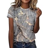 CGGMVCG Grafik-T-Shirts für Frauen Damen Täglicher Druck O Ausschnitt Tops Kurzarm Rundhals T-Shirt Übergroße T-Shirts für Frauen, Z01 Grau, M
