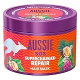 Aussie SOS Supercharged Repair Haarmaske 500ml für Trockenes und Geschädigtes Haar, Hilft bei Reparatur und Schutz vor Schäden, Lässt Das Haar 100 Stunden Lang Weich, Glatt Und Hydriert, Vegan