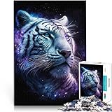 Puzzle 1000 Teile für Erwachsene Kunst weißer Tiger Galaxie Lernspielzeug 50x70cm Künstlersammlung bildende Kunst für Teenager ab 14 Jahren