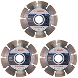 Bosch Professional 1x Diamanttrennscheibe Standard for Stone (für Stein, Granit, Beton, Ø 115 x 22,23 x 1,6 x 10 mm, Zubehör für Winkelschleifer) (Packung mit 3)