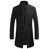 YOUTHUP Herren Wolle Mantel Regular Fit Dicker Wintermantel Frühling Freizeit Übergangsmantel Mittellang Herrenmantel, Schwarz (Farbe2), 3XL