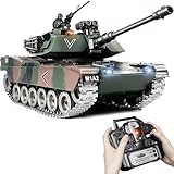 Rc Panzer USA M1A2, 1/18 Panzer Ferngesteuert mit Schussfunktion, Ww2 Militar Panzer mit Rauch Und Sound, 2.4ghz Panzer Modell mit Licht, Modellbau Panzer Spielzeug für Kinder und Erwachsene