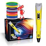 3D Plus Feder (12V) + Anleitung in Italienisch und kostenloser Führung + PLA Fasern 20 Farben (4 Fluoreszenz) - Profi 3D Kugelschreiber für Kinder