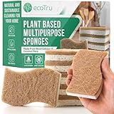 ecoTru 6 Stück Bio Spülschwamm Aus Kompostierbarer Zellulose und Kokos, Natur Reinigungsschwamm, öko und Nachhaltig Küchenschwamm, Umweltfreundlich Kitchen Sponge, Biologisch Abbaubar Geschirrschwamm