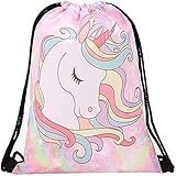 Einhorn Kordelzugtasche,Einhorn Kordelzug Rucksack Turnbeutel Gym Sack Beutel 3D Fullprint Rucksack Kordelzug Leinwand Tasche für Jungen Mädchen Gym School Swimming Pool Beach Camping Travel