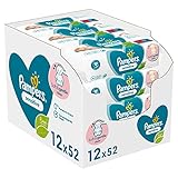 Pampers Sensitive Baby Feuchttücher, 624 Tücher (12 x 52), ohne Duft, für eine sanfte und weiche Reinigung