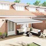 QJBSAVVA Markise 4x3 m Anthrazit Metallrahman Manuell Ausziehbar Senkrechtmarkise mit UV-Schutz Stoff für Garten Terrasse und Balkon