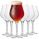 Krosno Bier-Tulpen Bier-Gläser | Probierglas | Set von 6 | 420 ML | Avant-Garde Kollektion | Perfekt für Zuhause und Partys | Spülmaschinenfest