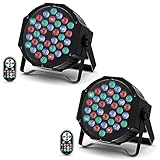 U`King 2 Pack RGB LED Par Strahler, 36 LED Bühnenlicht Partylicht mit Fernbedienung, Discolicht Scheinwerfer Bunt Beleuchtung für Moving Head DJ Party Show Bar Nebelmaschine Halloween Weihnachten