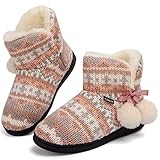 GURGER Hausschuhe Kinder Mädchen Jungen Hüttenschuhe Winter Plüsch Gefüttert Hausstiefel Hüttenstiefel Warm Rosa Größe 32 33