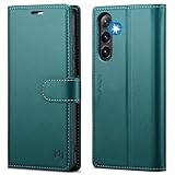 Tuzon Handyhülle für Samsung Galaxy A15 5G Hülle PU Leder Handyhülle Lederhülle Klapphülle Kartenfach Flip Cover für Samsung A15 Handy hülle Leather Wallet Phone Case (Blau-Grün)