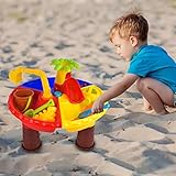 Zasdvn Sensorischer Tisch für den Außenbereich, Wassersandtisch | Strandspielzeug Sommersand Wassertisch,Sandtisch mit Eimer und Schaufel, Outdoor-Spielzeug, 3-in-1-Sensortisch für Kinder ab 3 Jahren