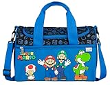 Scooli - Super Mario Sporttasche für Kinder - 23 x 35 x 16 cm - geräumiges Hauptfach - Verstellbarer Schultergurt - Zubehör für die Schule - Umhängetasche