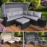 BRAST® Sonneninsel Lounge Set | 2-6 Personen | 30 LEDs + Kissen | 230cm viele Farben | Outdoor Gartenmöbel Loungemöbel Sitzgruppe Garnitur