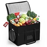 Kühltasche 40L Faltbar Picknicktasche, ZXK CO Große Thermotasche Isoliertasche für Camping Picknick, Einkauf Auto BBQ, Tragbar Wiederverwendbare Isoliert Einkaufstasche