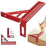 3D-Gehrungswinkel,Präzisions Messwerkzeug für Holzbearbeitung, Multifunktionaler Winkelmesser 15-90 Grad Präziser Zimmermannswinkel mit 11 Bohrlöchern, Anreißwerkzeug Winkelmesser für Tischler