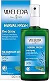WELEDA Bio Deodorant HERBAL FRESH - erfrischend-herbes Naturkosmetik Deo mit natürlichen ätherischen Ölen, Aluminiumfrei & vegan wirkt das Deospray desodorierend ohne Poren zu verschließen (1x 100ml)