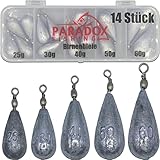 Paradox Fishing Birnenblei Set 14 Stück 25g/30g/40g/50g/60g I Blei Angeln Grundblei Angeln Set Blei Angel Blei Gewichte Angeln Blei Angelzubehör Blei Birnenblei Angeln Angel Bleie Set