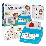 Buchstaben Lernspiel ABC Montessori Lernen ab 4 5 6 Jahre Vorschule Zahlen Rechnen Schulanfänger 1 Klasse Geschenk für Vorschulkind Lernspielzeug Einschulung (Türkis)