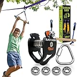 Slackline Slider Zipline Kit für Kinder – Pulley Monkey Bar lässt Sich an jeder Slack Line befestigen – Kinder Slackline Zipline Kit Outdoor Hinterhof Zip Line Spaß